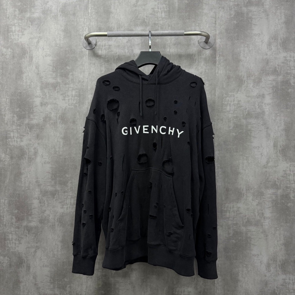 ❌sold❌Authentic Givenchy Black Distressed Logo Hoodie